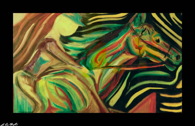 race day by champlin horse equine portrait art 