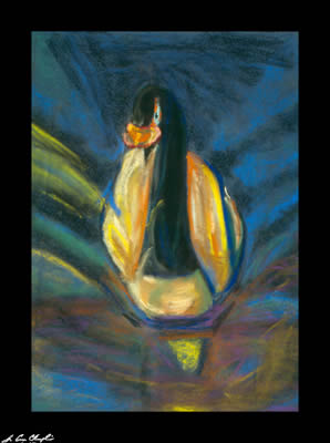 The Swan by champlin impressionist bird waterfowl avian portrait lake animal