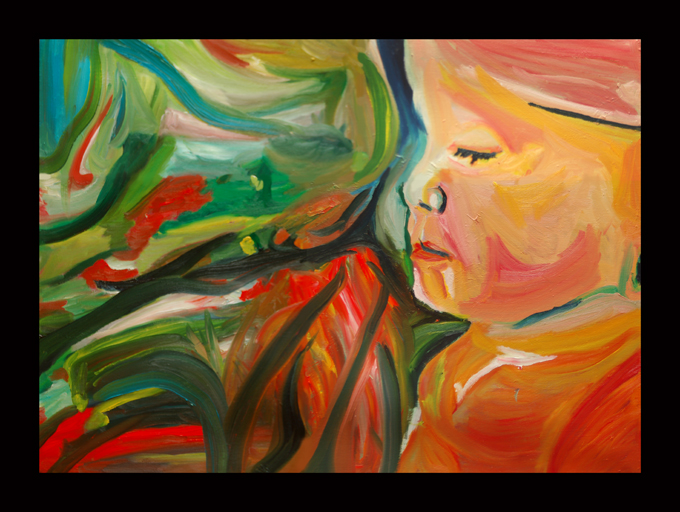 Song of Spring from 2009 Songs of the Son oil on linen expressionist artwork by the Maine artist D. Loren Champlin